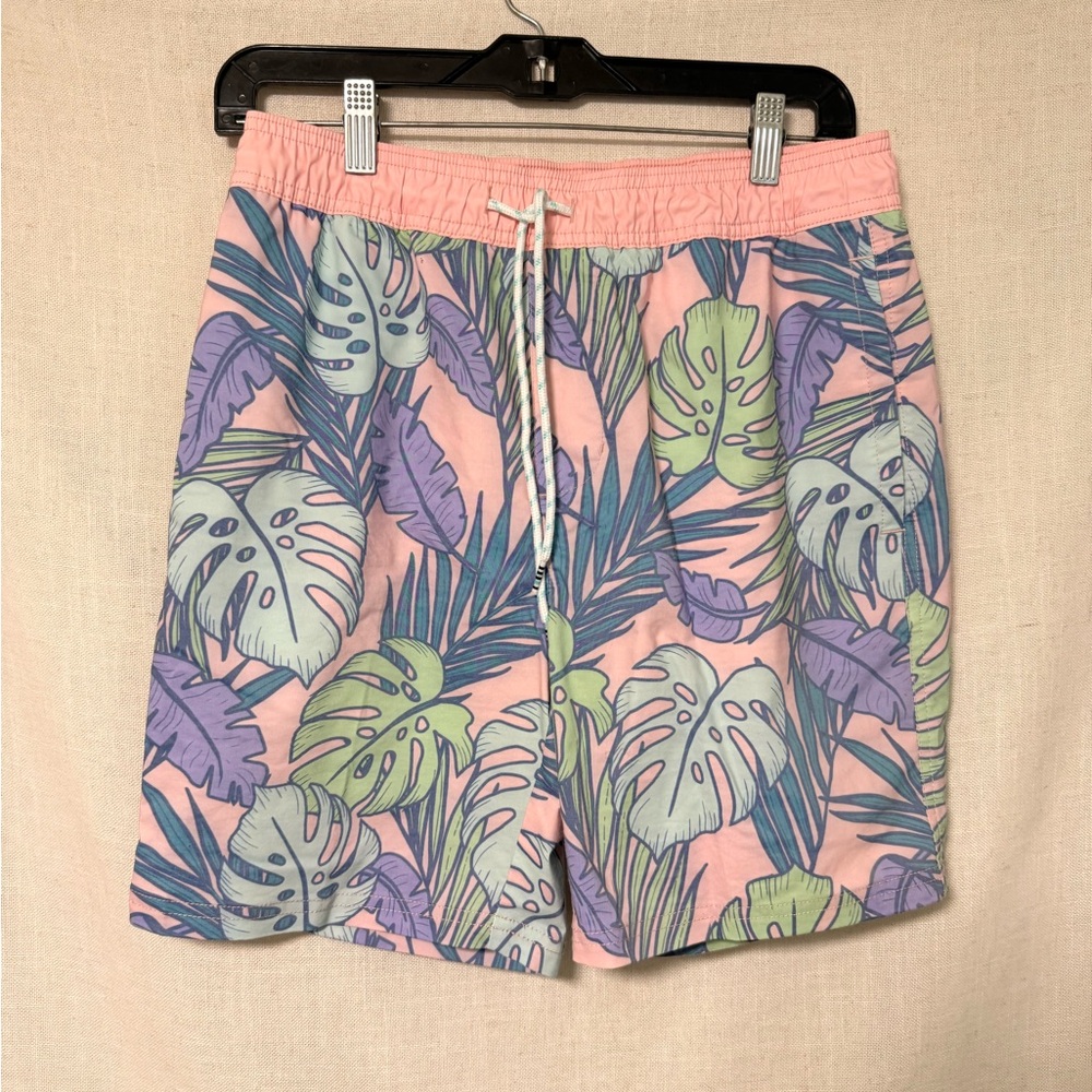 Original Use Pink and Purple Swim Trunks Vibrant Tropical Design
